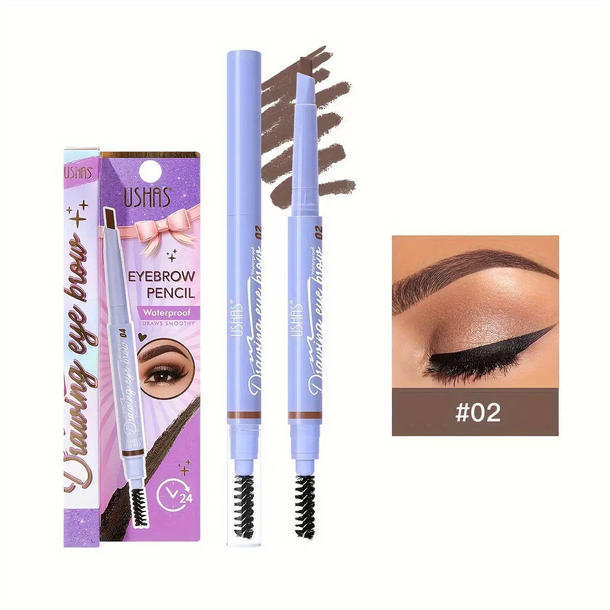 USHAS Eyebrow Pencil Waterproof #02 Dark Brown
