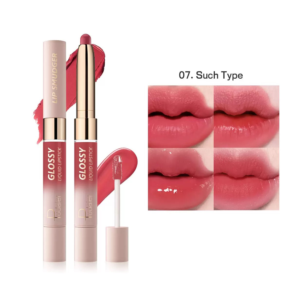 Pudaier Dual-ended Lip Smudger & Glossy Liquid Lipstick 2N1 Color #07 Such Type